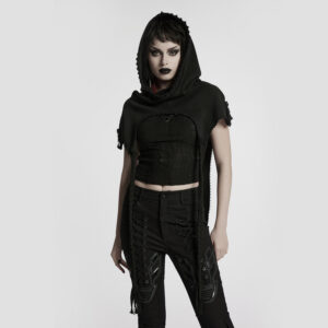 Punk Rave Ladies Knitted Black Poncho