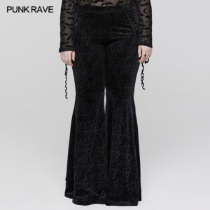 PUNK RAVE Goth Dark Texture Jacquard Flare Pants