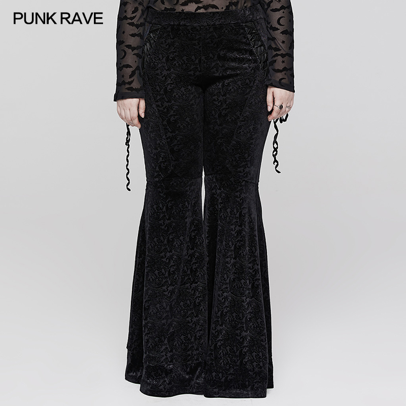 PUNK RAVE Goth Dark Texture Jacquard Flare Pants