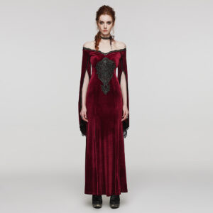 PUNK RAVE Gorgeous Pointed Sleeves V-Neck Goth Dress - Red