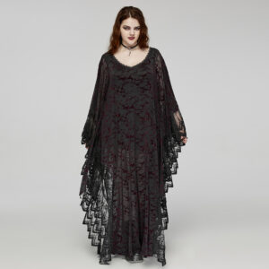 Goth V-Neck Bat Silhouette Dress