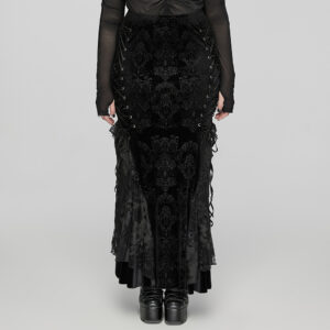 Goth Gorgeous Embossed Velvet Fish Tail Skirt