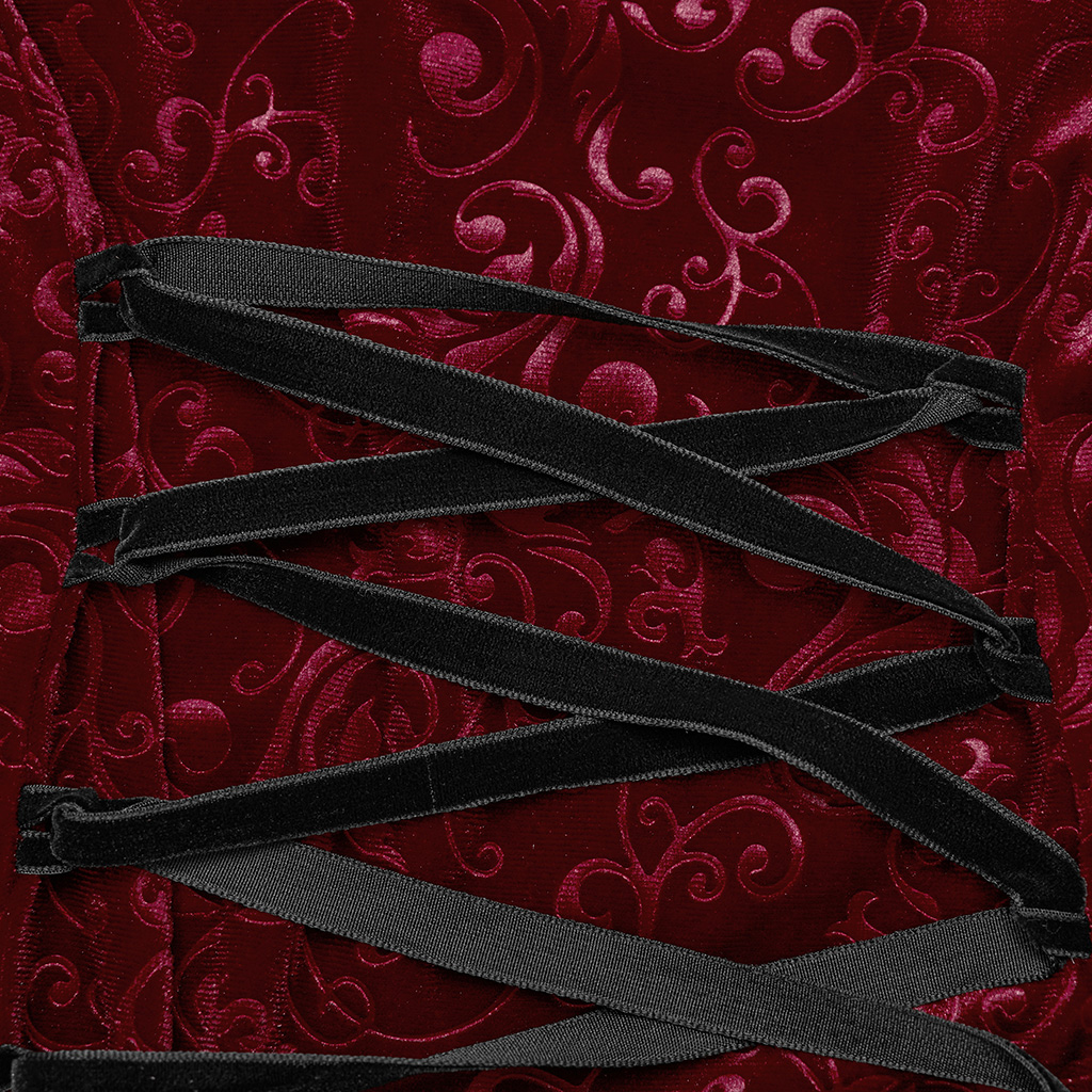 Goth Sexy Off-Shoulder Embossed Velvet Dress - Image 18