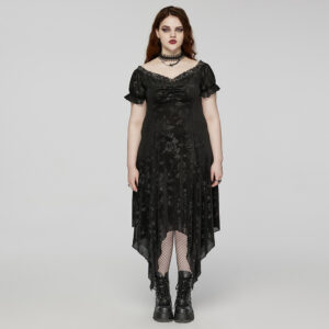 Goth Dark Rose Velvet Mesh Dress