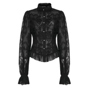 Gothic Chiffon Embroidered Perspective Blouse