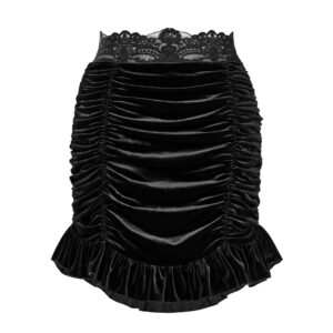 Gothic Drawstring Sheath Velvet Short Skirt