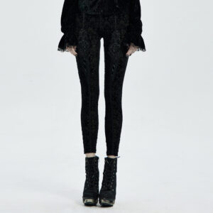 Gothic Retro Burnt Out Flower Leggings