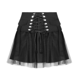 Nifty Punk Mesh Plaid Skirt