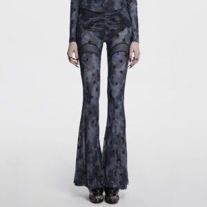 Crescent Hollowed Printed Flare Pants
