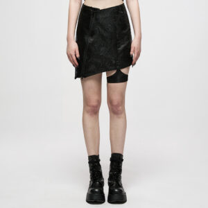 Chinese Style Dragon Pattern Jacquard Irregular Detachable Leg Loop Skirt