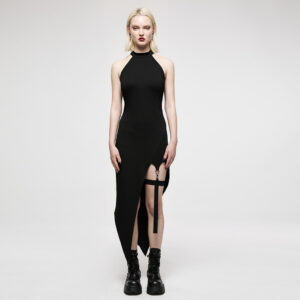 Dark Pointed Hem Dress With Detachable Leg Loops