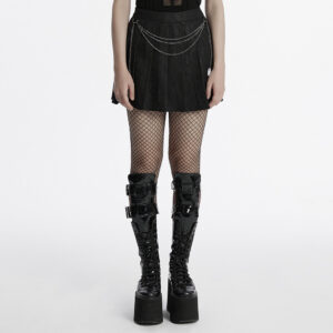 Punk Patterned Pleated Skirt