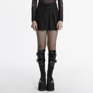 Punk Buckle Pleated Skirt