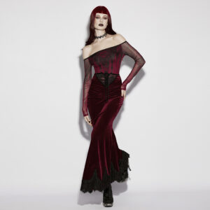 Red Gothic Church Split Waist Skirt