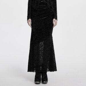 Velvet Lace Asymmetrical Goth Skirt