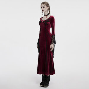 Black-Red Goth Velvet Dress