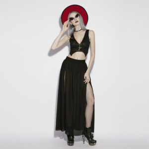 Goth Perspective Mesh Skirt
