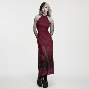 Black-Red Goth Church Skull Print Dress