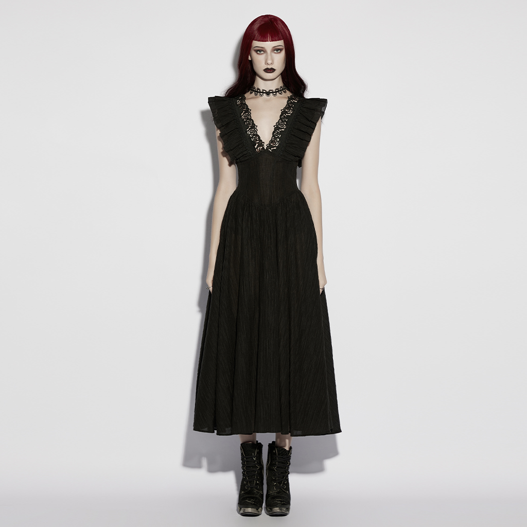 Goth Romantic V-neck Flying Sleeve Dress - Image 2