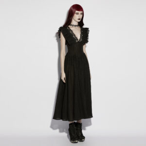 Goth Romantic V-neck Flying Sleeve Dress