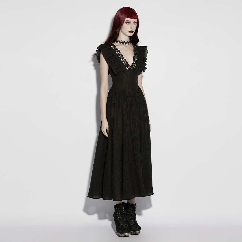 Goth Romantic V-neck Flying Sleeve Dress