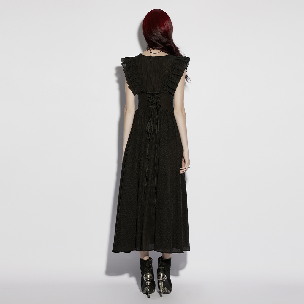 Goth Romantic V-neck Flying Sleeve Dress - Image 3