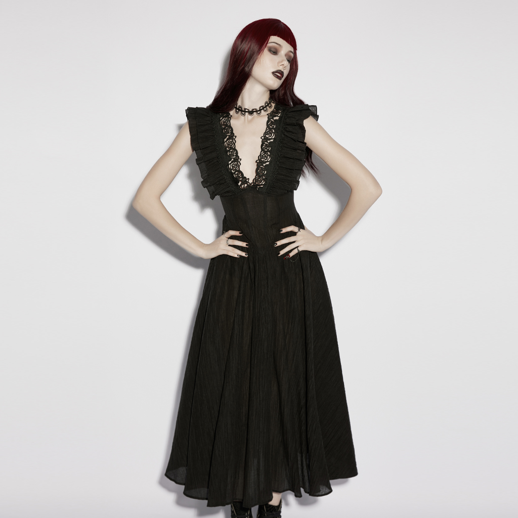 Goth Romantic V-neck Flying Sleeve Dress - Image 4