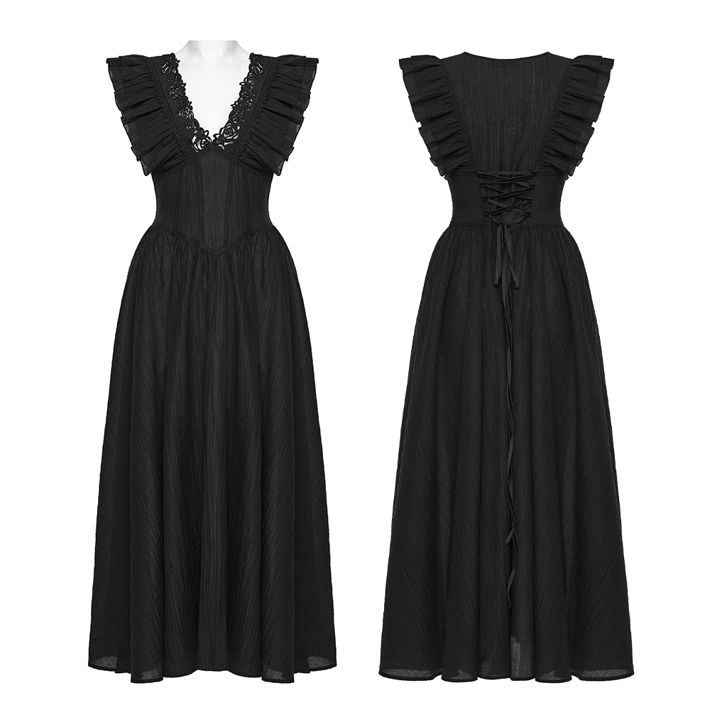 Goth Romantic V-neck Flying Sleeve Dress - Image 5