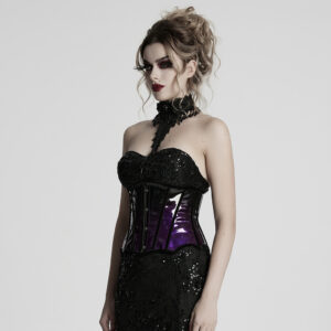Black-Violet Goth Patent Leather Corset