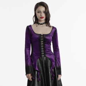 Goth Gradient Velvet T-Shirt - Violet