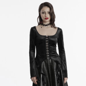 Goth Gradient Velvet T-Shirt - Black