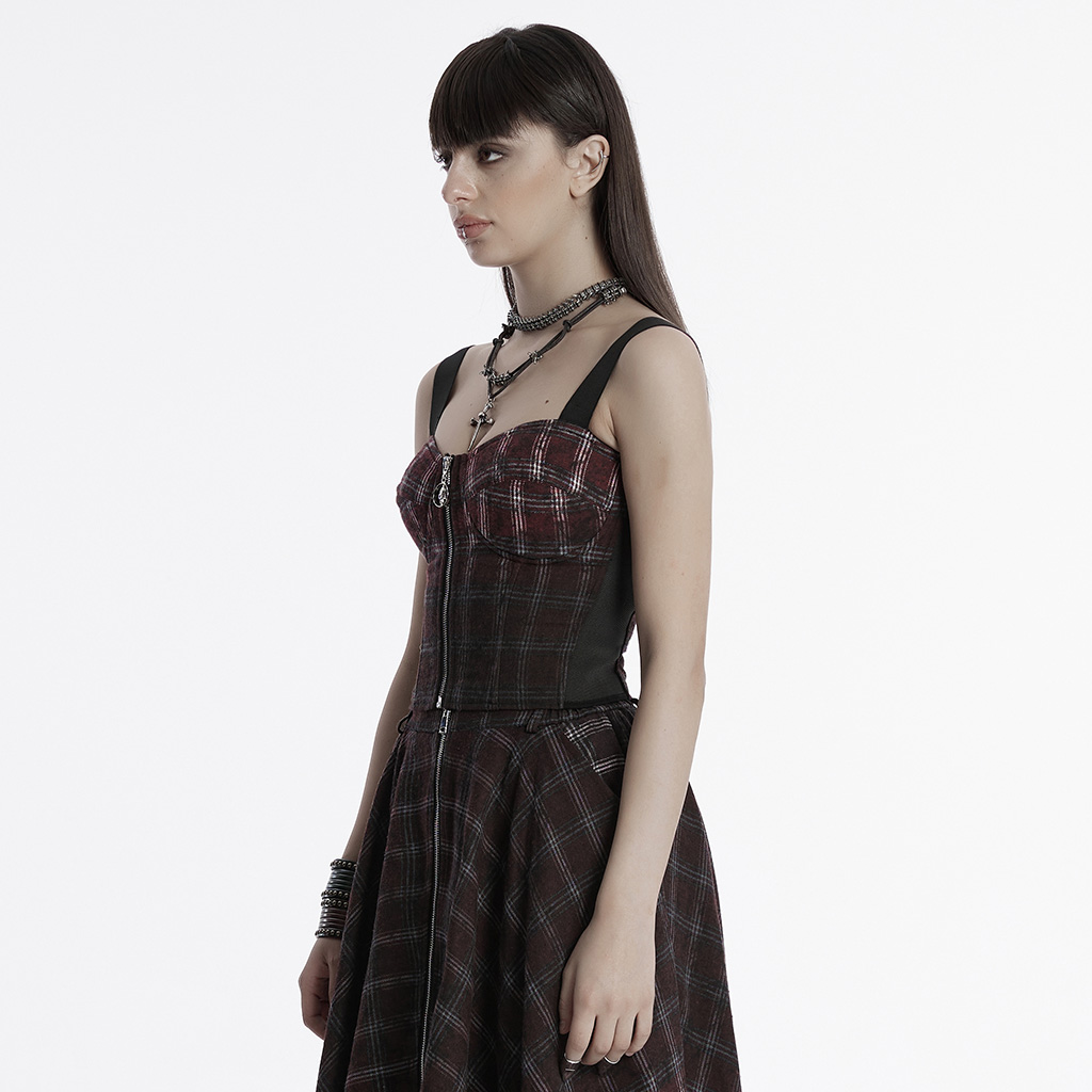 Punk Gradient Plaid Top Vest - Image 2