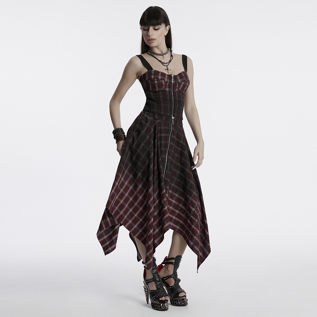 Punk Gradient Plaid Top Vest - Image 4