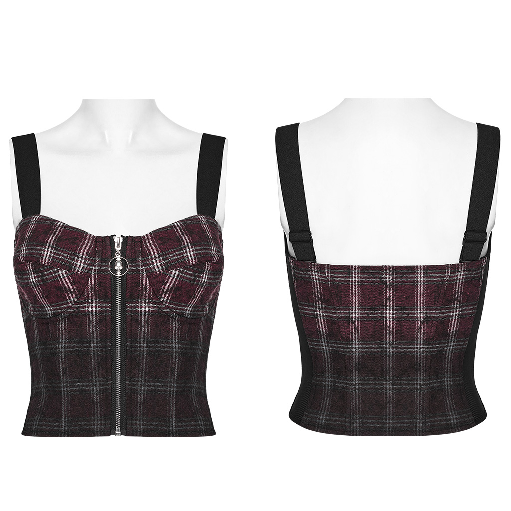Punk Gradient Plaid Top Vest - Image 5