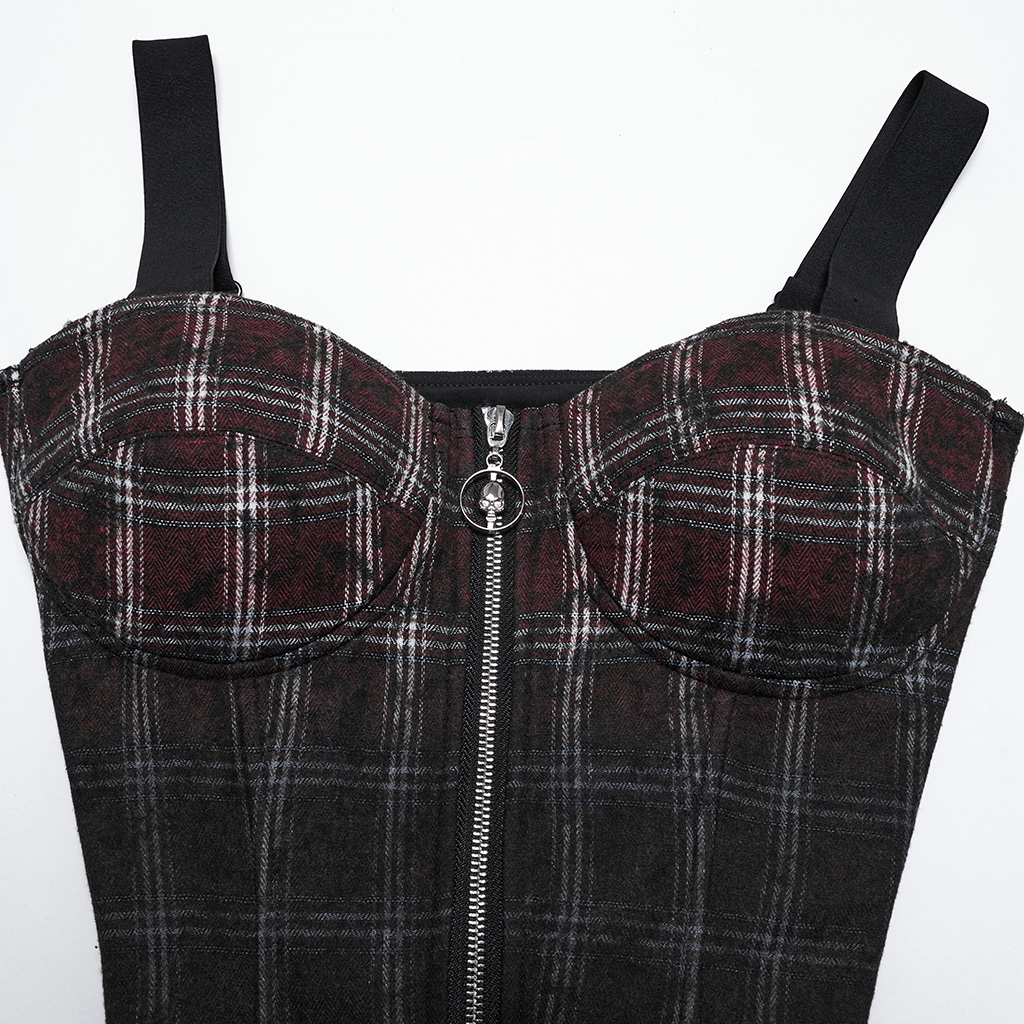 Punk Gradient Plaid Top Vest - Image 6