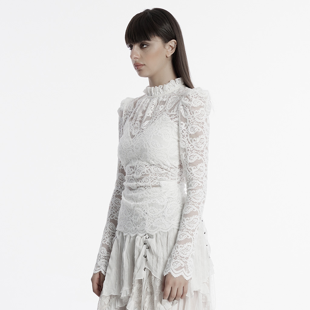 Gothic Lace White Shirt - Image 2