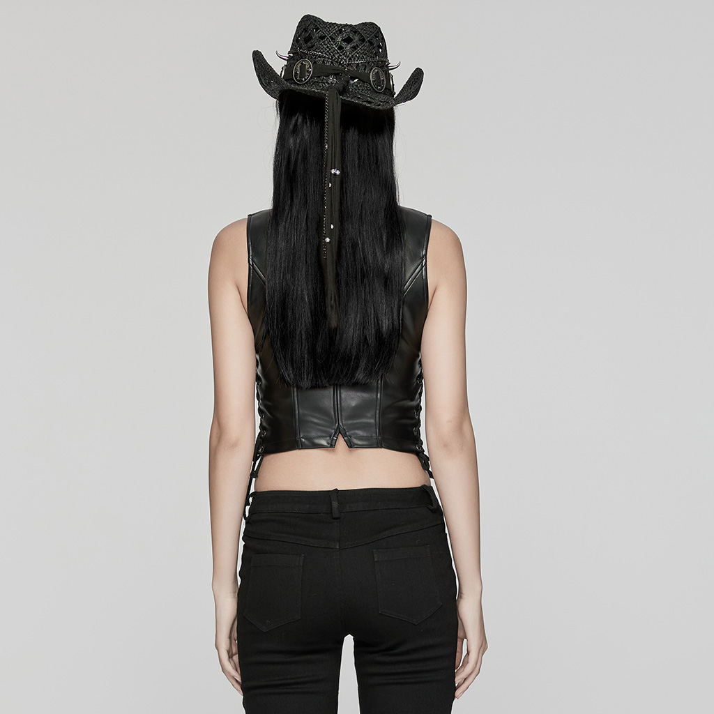 Punk Minimalist Faux Leather Vest - Image 3