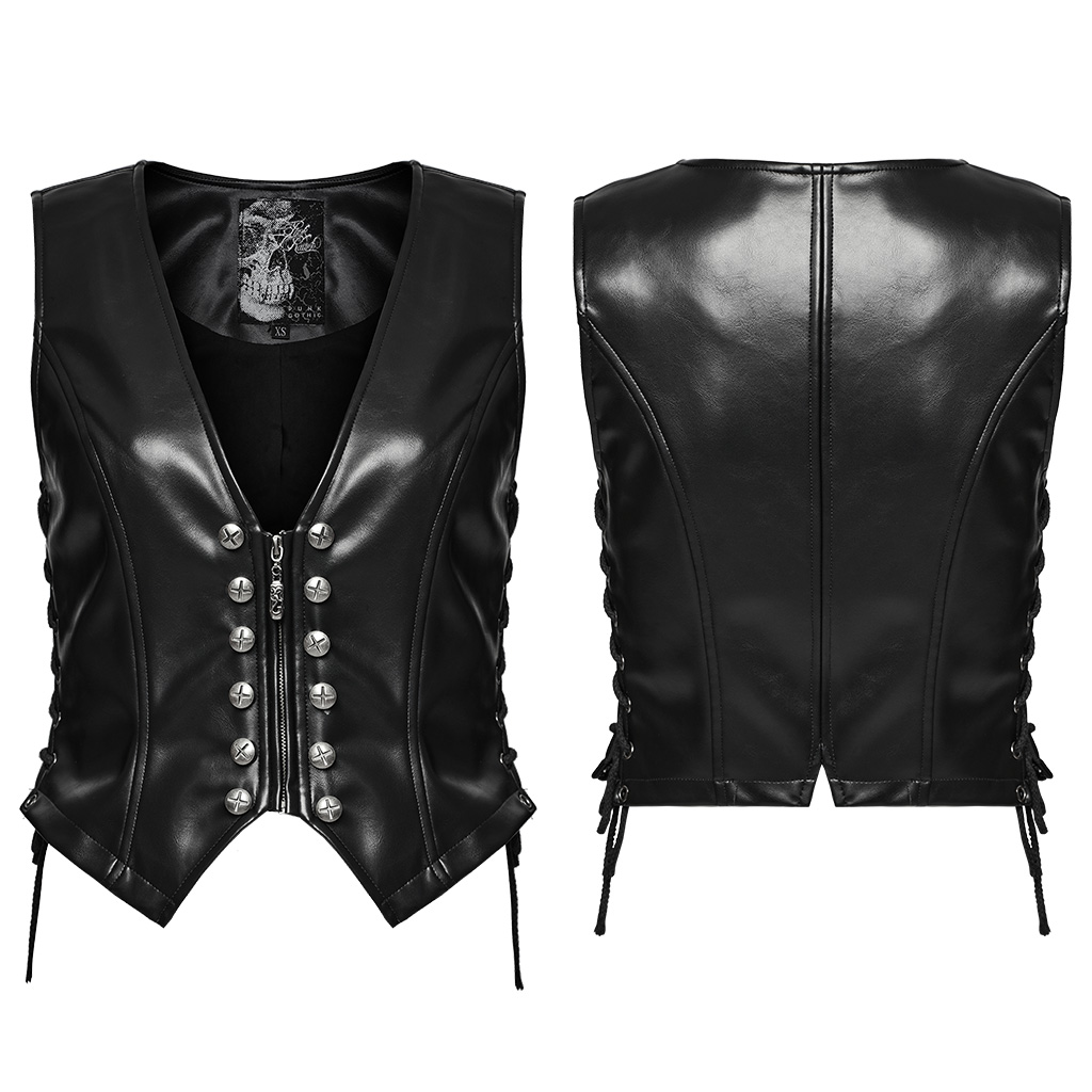 Punk Minimalist Faux Leather Vest - Image 5