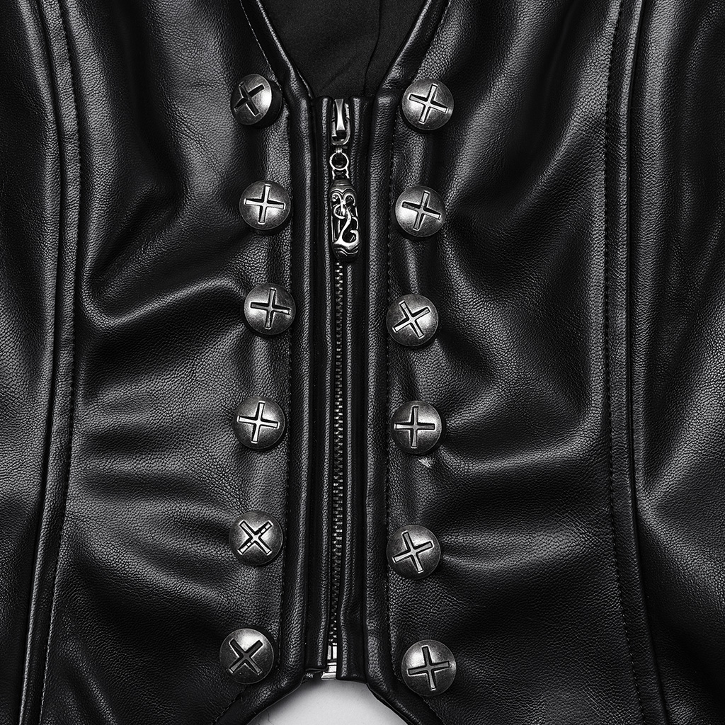 Punk Minimalist Faux Leather Vest - Image 6