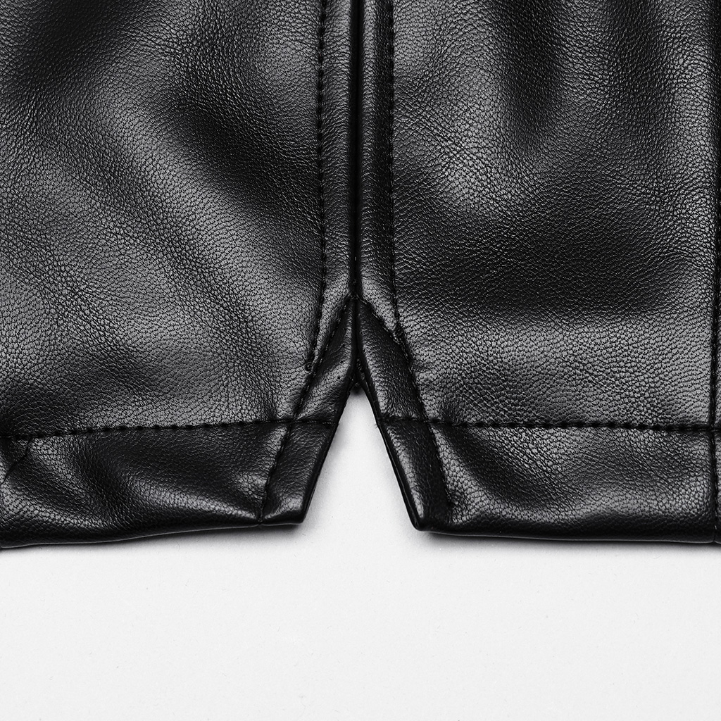 Punk Minimalist Faux Leather Vest - Image 8