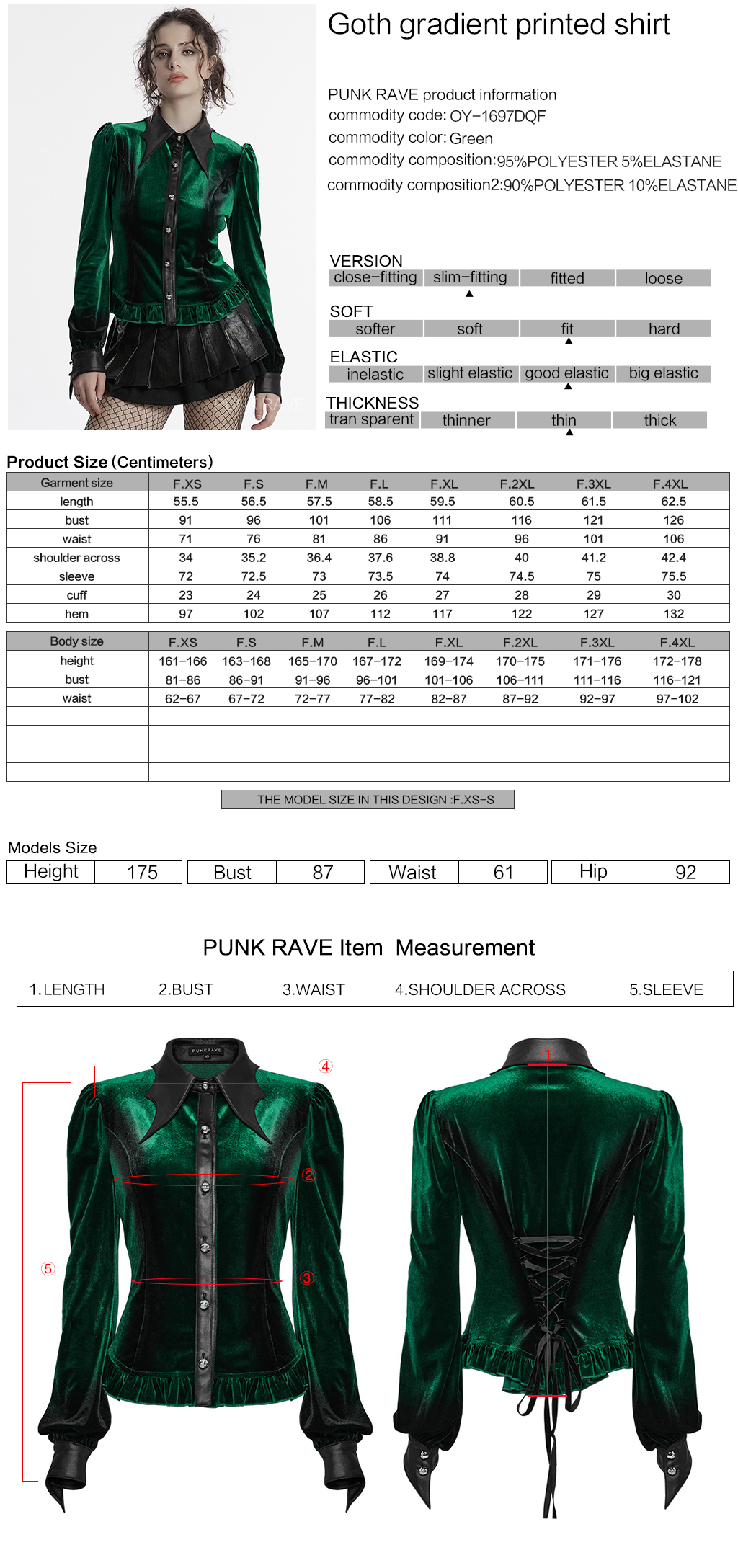 Green Goth Gradient Printed Shirt - Image 10