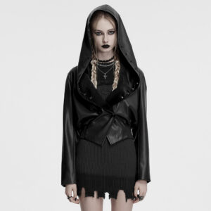 Big Hat Cinched Waist Leather Jacket