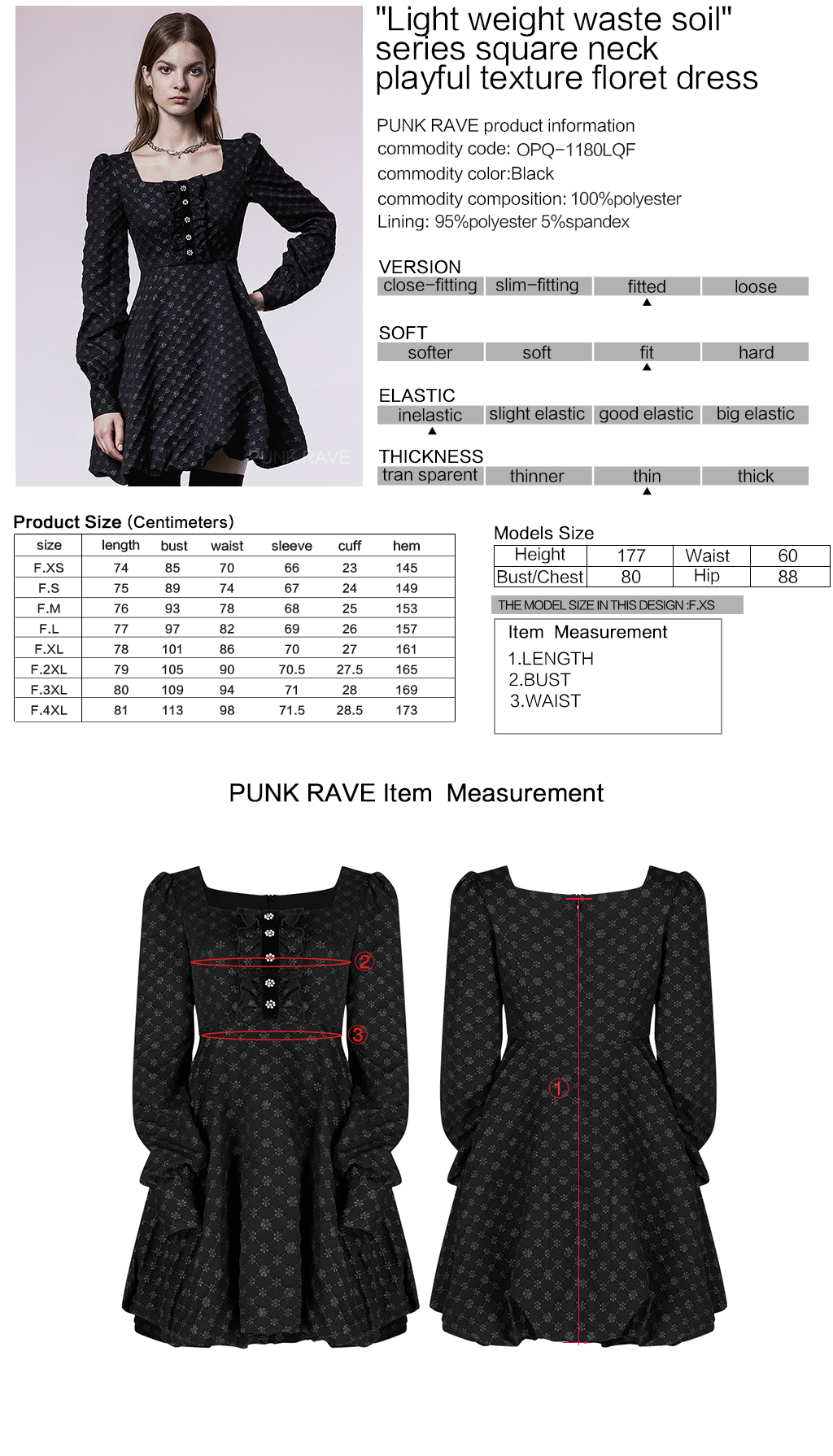 Square Neck Floret Punk Dress - Image 9