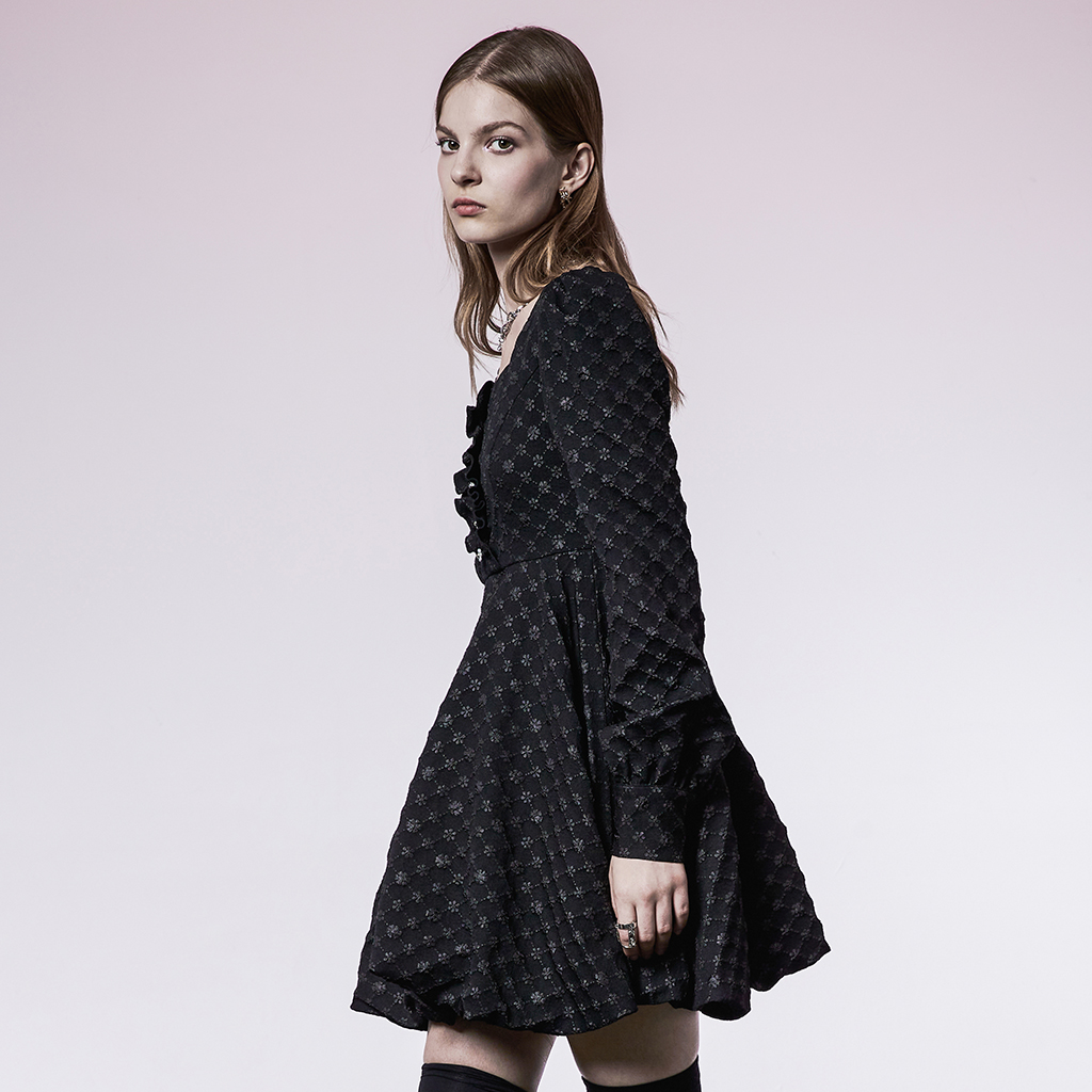 Square Neck Floret Punk Dress - Image 2