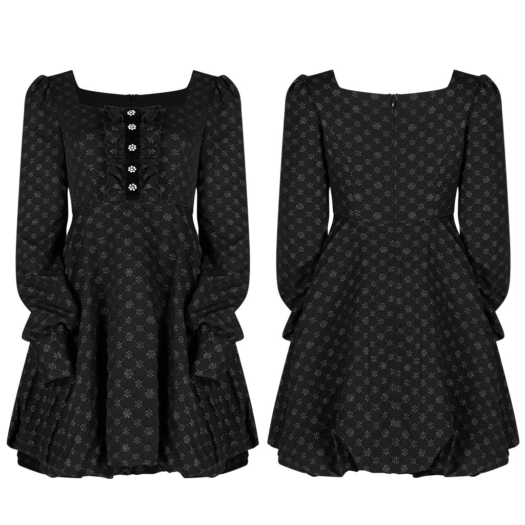 Square Neck Floret Punk Dress - Image 5