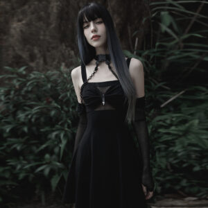 Texture Gauze Three-Dimensional Cutting Choker With Arm Sleeves