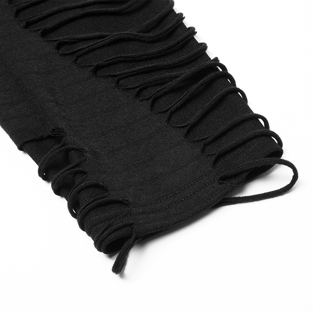 Stylish Knitted Broken Fabric Goth Long Sleeves T-Shirt - Image 7