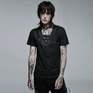 Stylish Mesh Short Sleeve Punk T-shirt