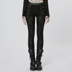 PUNK RAVE Knitted Decayed Design Slim Goth Leggings 
