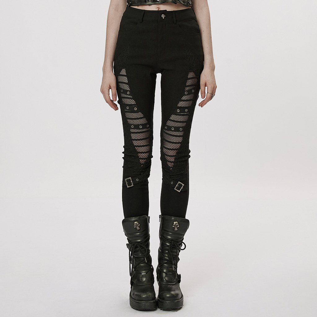 Elastic Goth Mesh Slim Tight Fit Leggings
